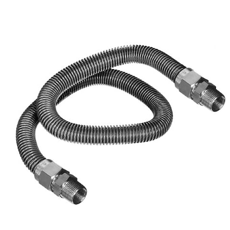 Gas Line Hose 5/8'' O.D. X 72'' Length 1/2 X 3/4 MIP Fittings, Stainless Steel Flexible Connector